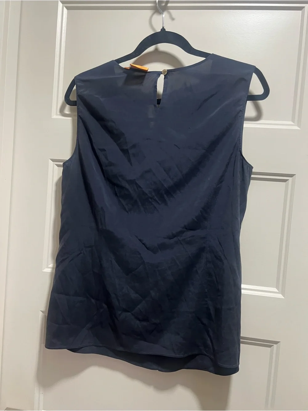 Tory Burch Navy Sleeveless Draped V-Neck top